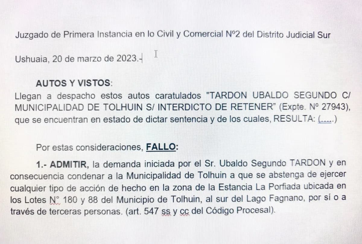 Triunfo contra Municipalidad por conflicto de tierras